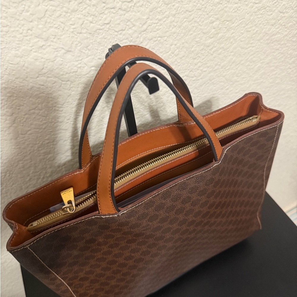 Celine Monogram Tote with Tan Leather Trim - Picture 4 of 8